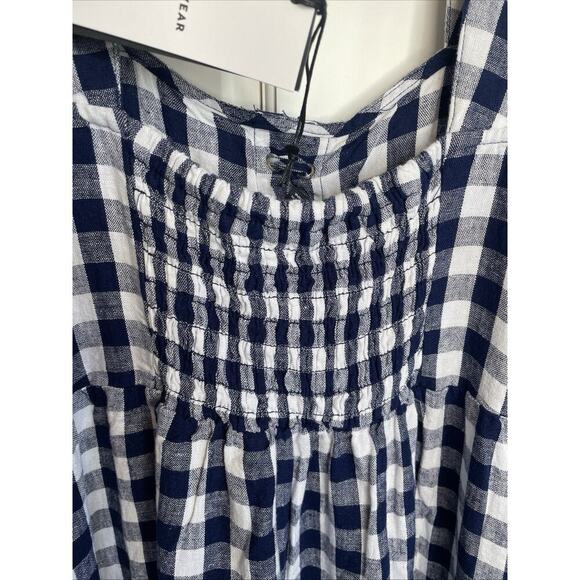 NWT Who What Wear Women's Tiered Maxi Dress Sz M Linen Blend Gingham Fisherman - Picture 11 of 15